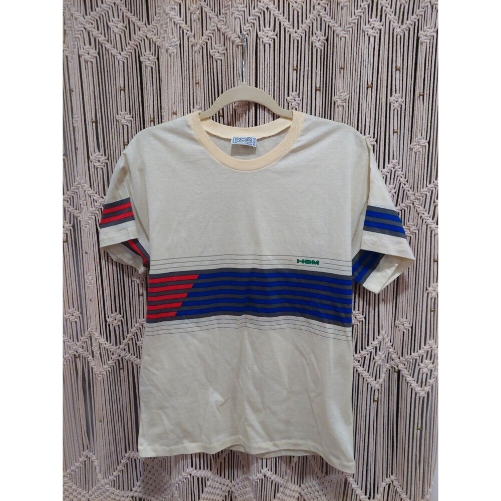 Vintage HOM Creation France Made In Italy Single Stitch Yellow Graphic T-shirt